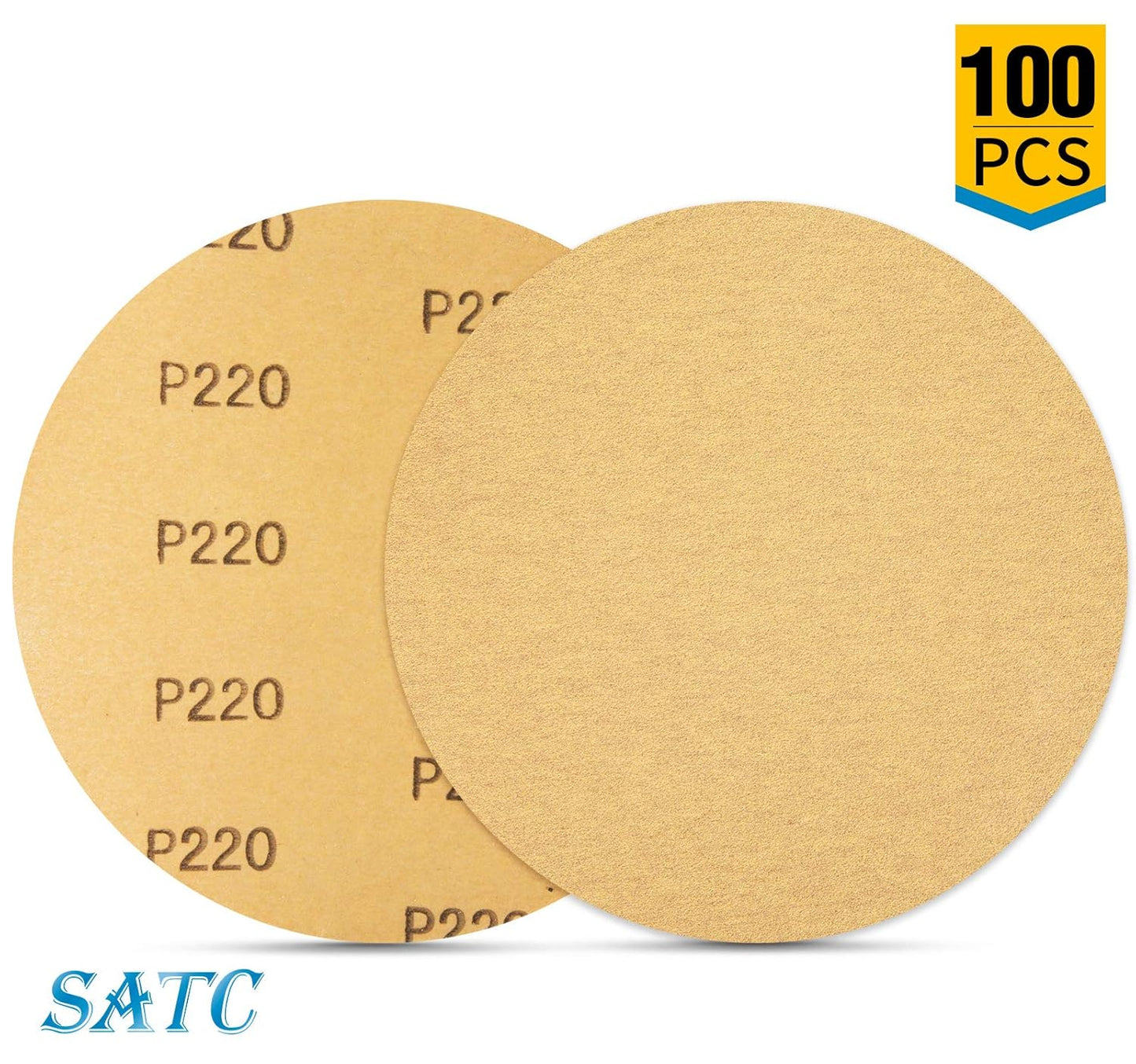 100 PCS PSA Sanding Discs 6 Inch Adhesive Backed Sandpaper 220 Grit Sander Attachment for Drill Self Stick Aluminum Oxide round Automotive Sandpaper with Sticky Back
