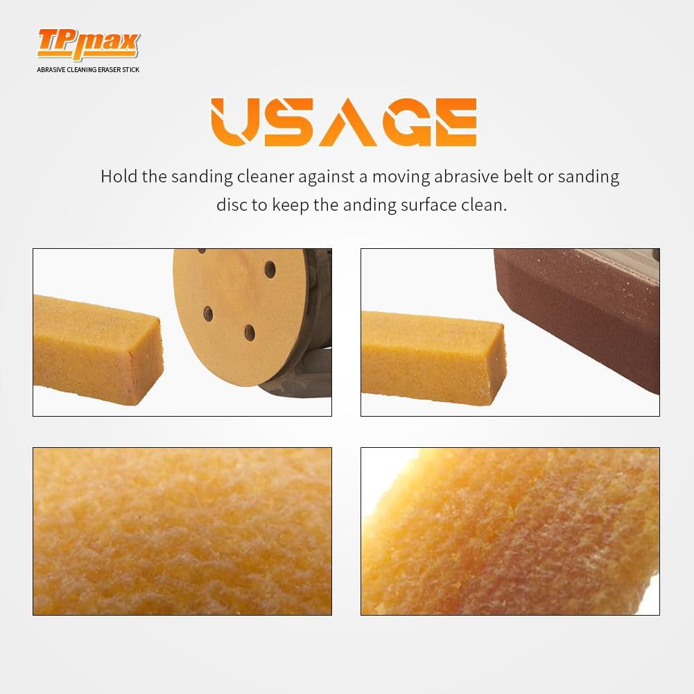 1-1/2 X 1-1/2 X 8" Inch Abrasive Cleaning Eraser Stick - Ideal for Revitalizing Abrasive Sanding Belts, Sanding Discs, Rough Tape and Shoe - Crafted from Natural Rubber for Effective Cleaning
