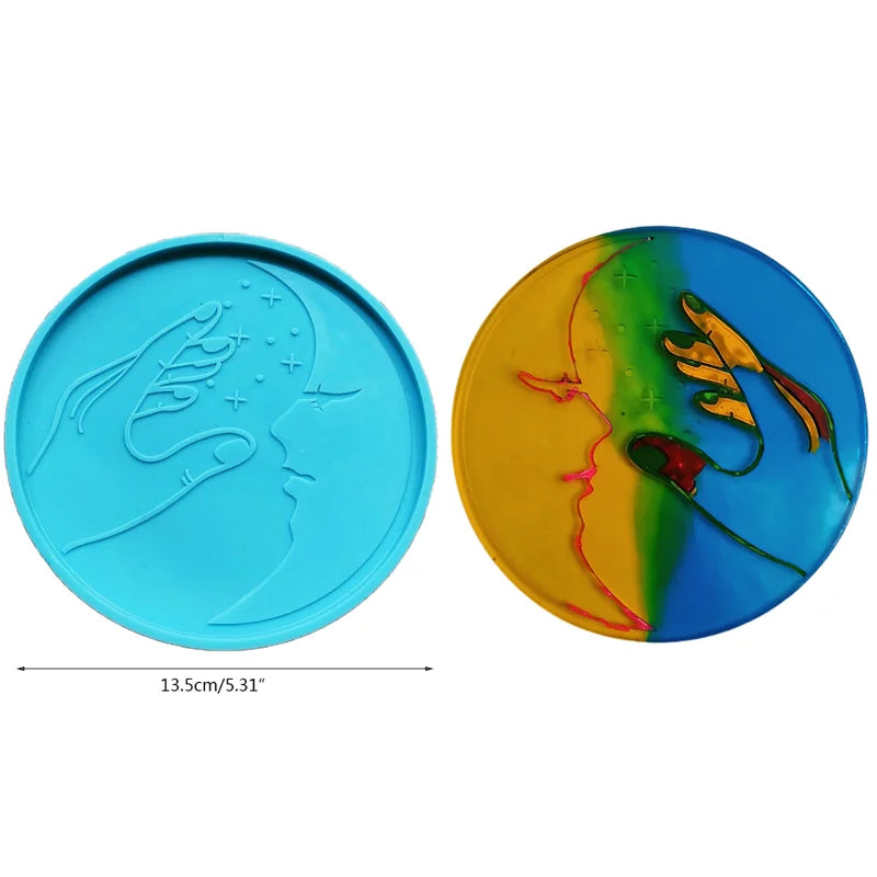 Mandala Epoxy Resin Mold round Tray Cup Mat Casting Silicone Mould DIY Crafts Home Decoration Making Tool Moldes