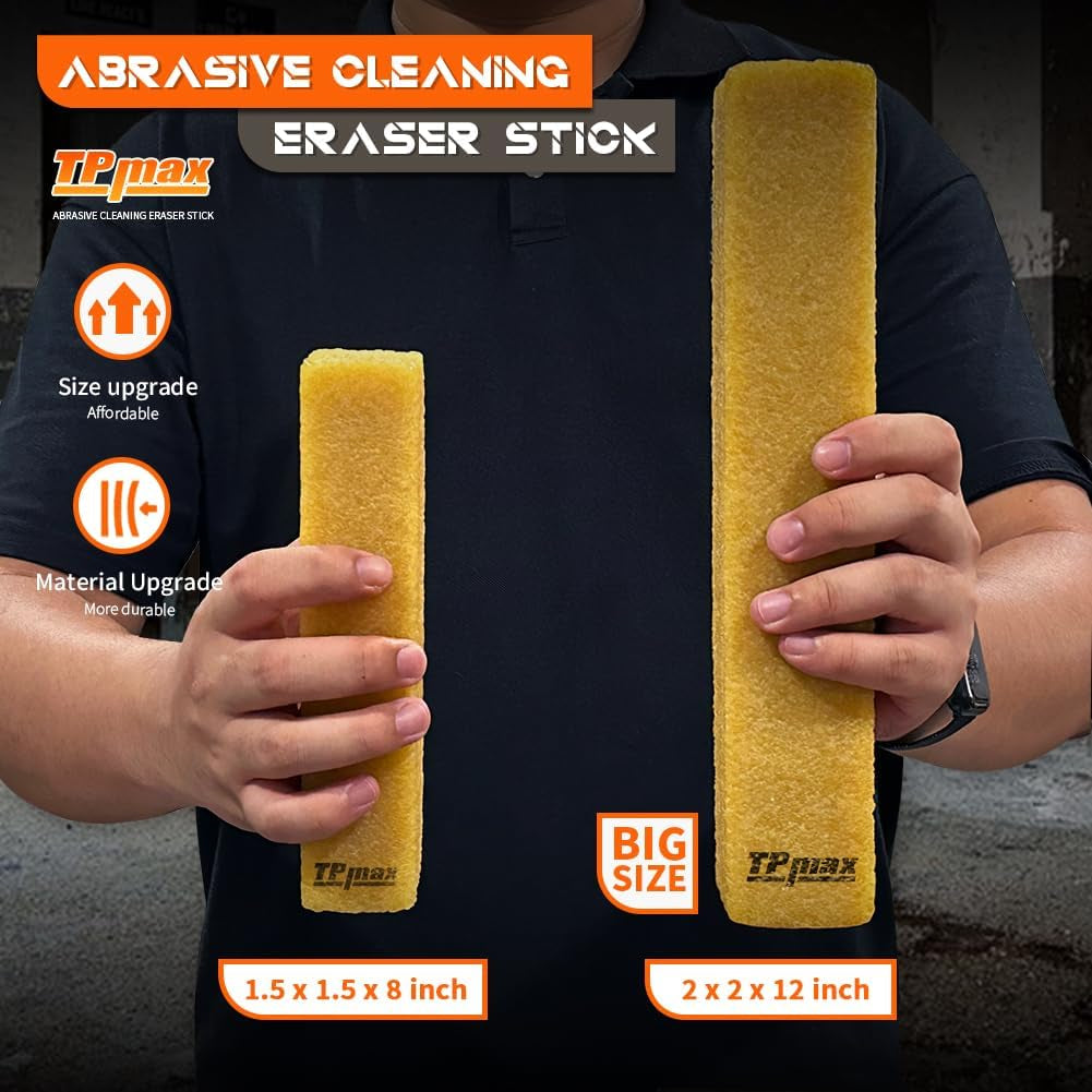 1-1/2 X 1-1/2 X 8" Inch Abrasive Cleaning Eraser Stick - Ideal for Revitalizing Abrasive Sanding Belts, Sanding Discs, Rough Tape and Shoe - Crafted from Natural Rubber for Effective Cleaning