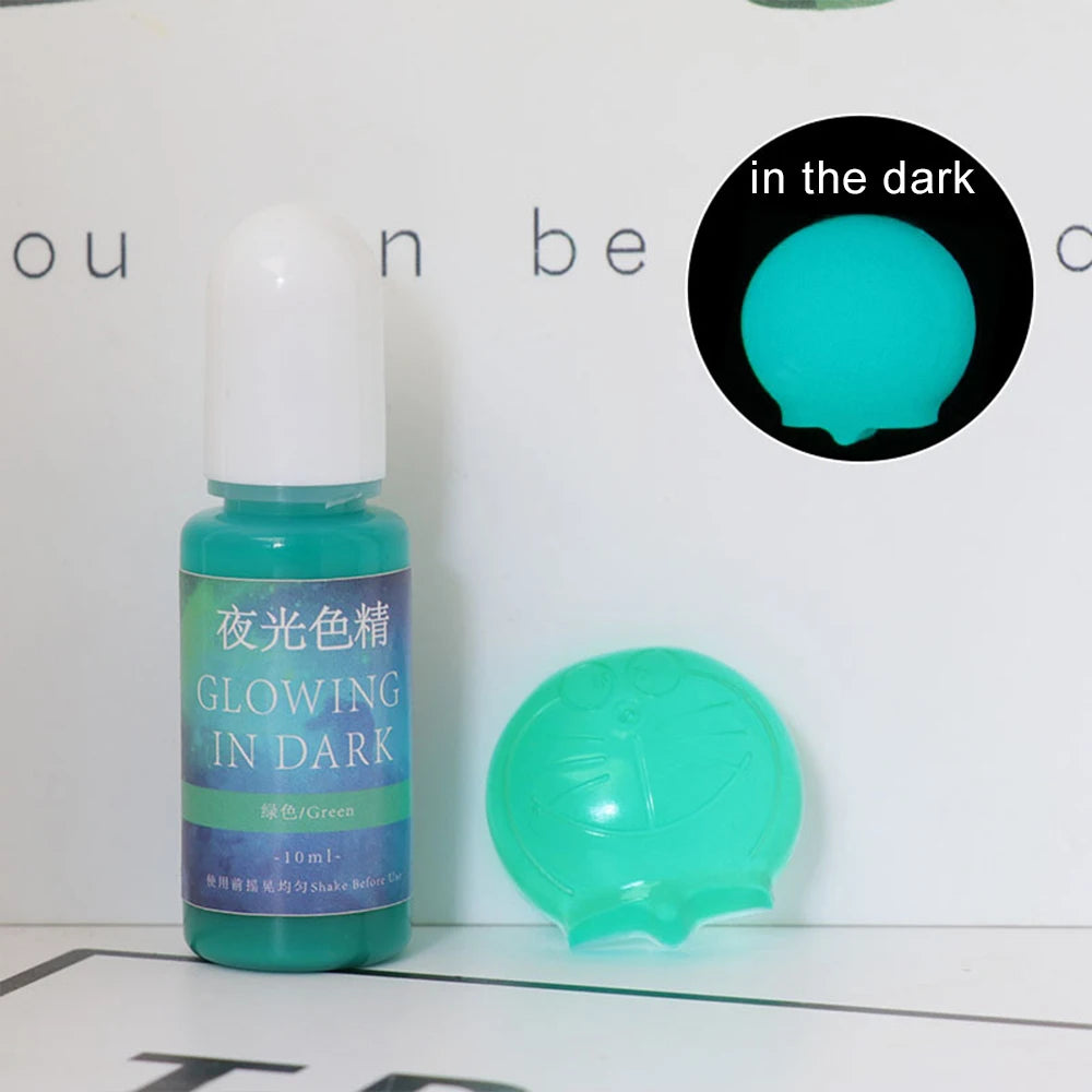 20 Colors 10Ml Fluorescent Pigment Luminous Paint Resin Dye UV Resin Coloring Epoxy Resin Pigment Glow in Night for DIY Crafts
