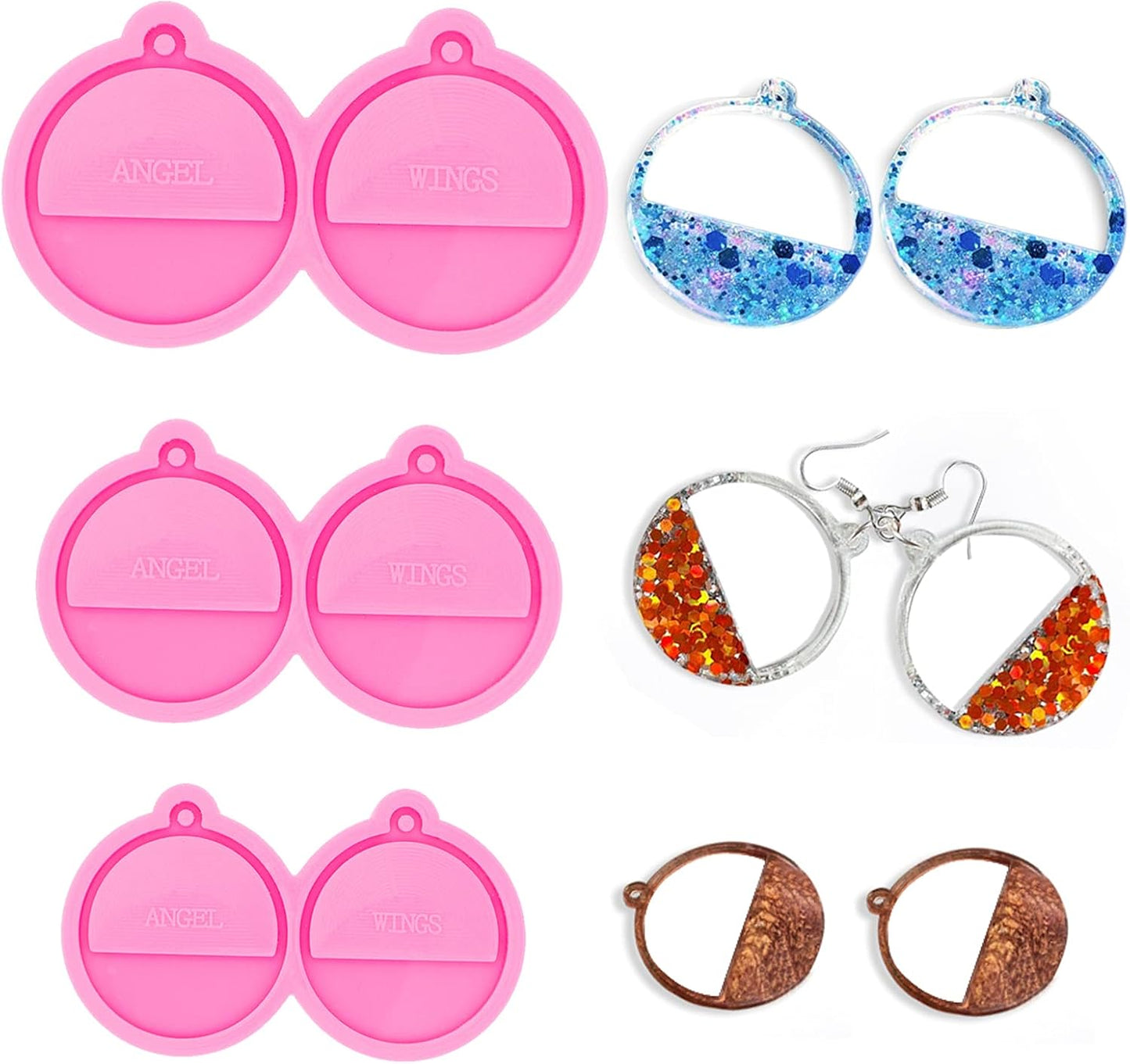 3Pcs Resin Earring Molds Retro Circle Style for Stud Earring Pendant Jewelry Making Smooth Silicone Molds Resin Crafts Silicone Molds Casting DIY