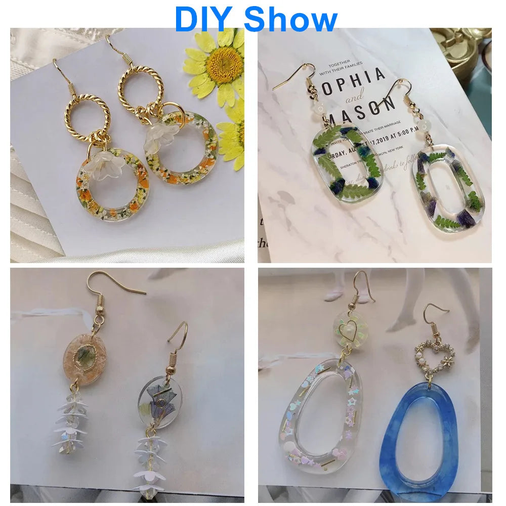 Crystal Epoxy Resin Mold Earring Pendant Resin Molds Silicone Mold for DIY UV Resin Epoxy Dried Flower Jewelry Making Mould Tool