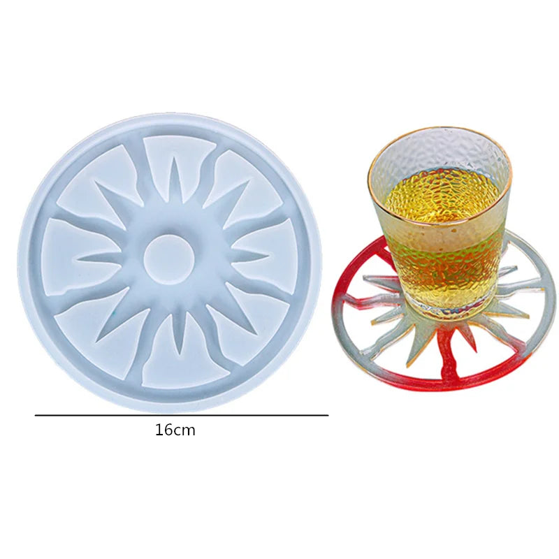 Mandala Epoxy Resin Mold round Tray Cup Mat Casting Silicone Mould DIY Crafts Home Decoration Making Tool Moldes