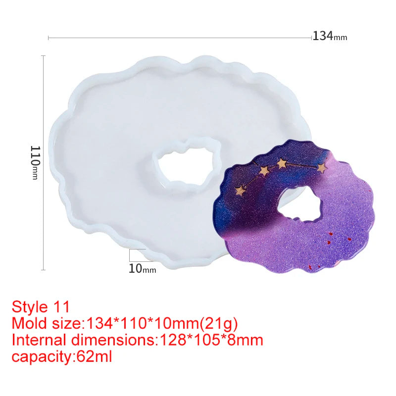 1PC DIY Coaster Tray Mirror Silicone Resin Mold for Table Decoration UV Resin Mold Epoxy Resin Art Supplies Resin Mold DIY