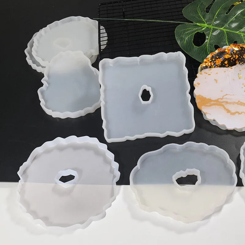 1PC DIY Coaster Tray Mirror Silicone Resin Mold for Table Decoration UV Resin Mold Epoxy Resin Art Supplies Resin Mold DIY