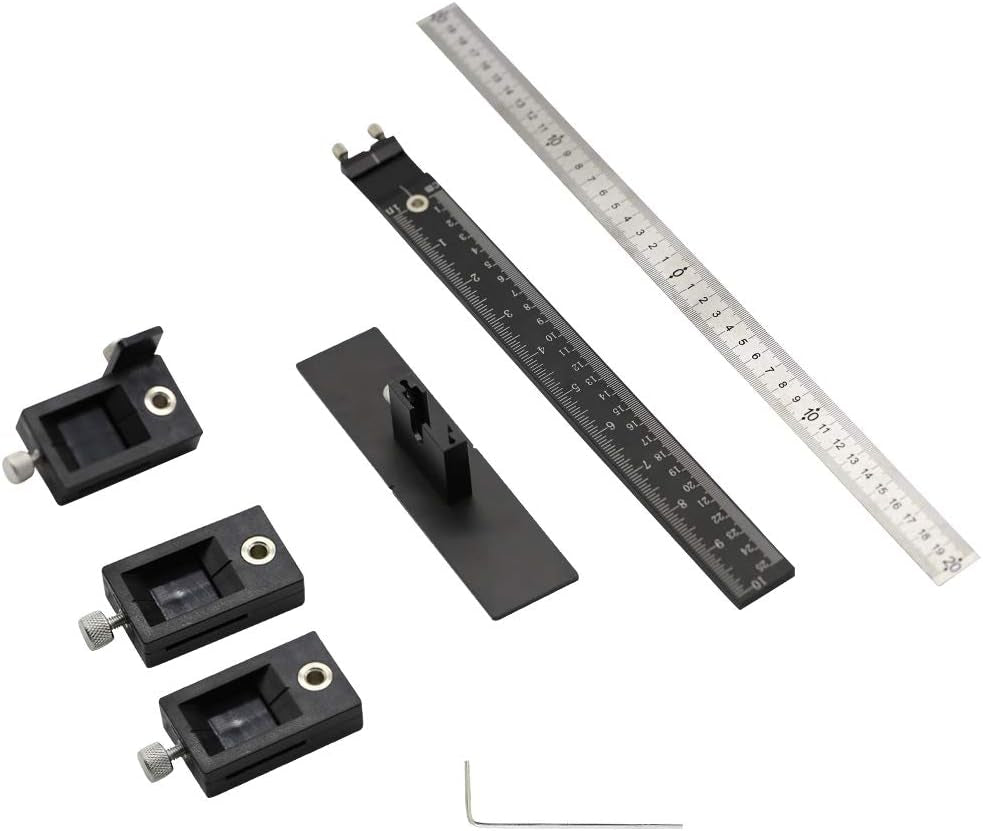 Cabinet Hardware Jig Tool Adjustable Drill Template Guide Aluminum Alloy Cabinet Handle Jig Cabinet Jig for Doors Handles Pulls Black