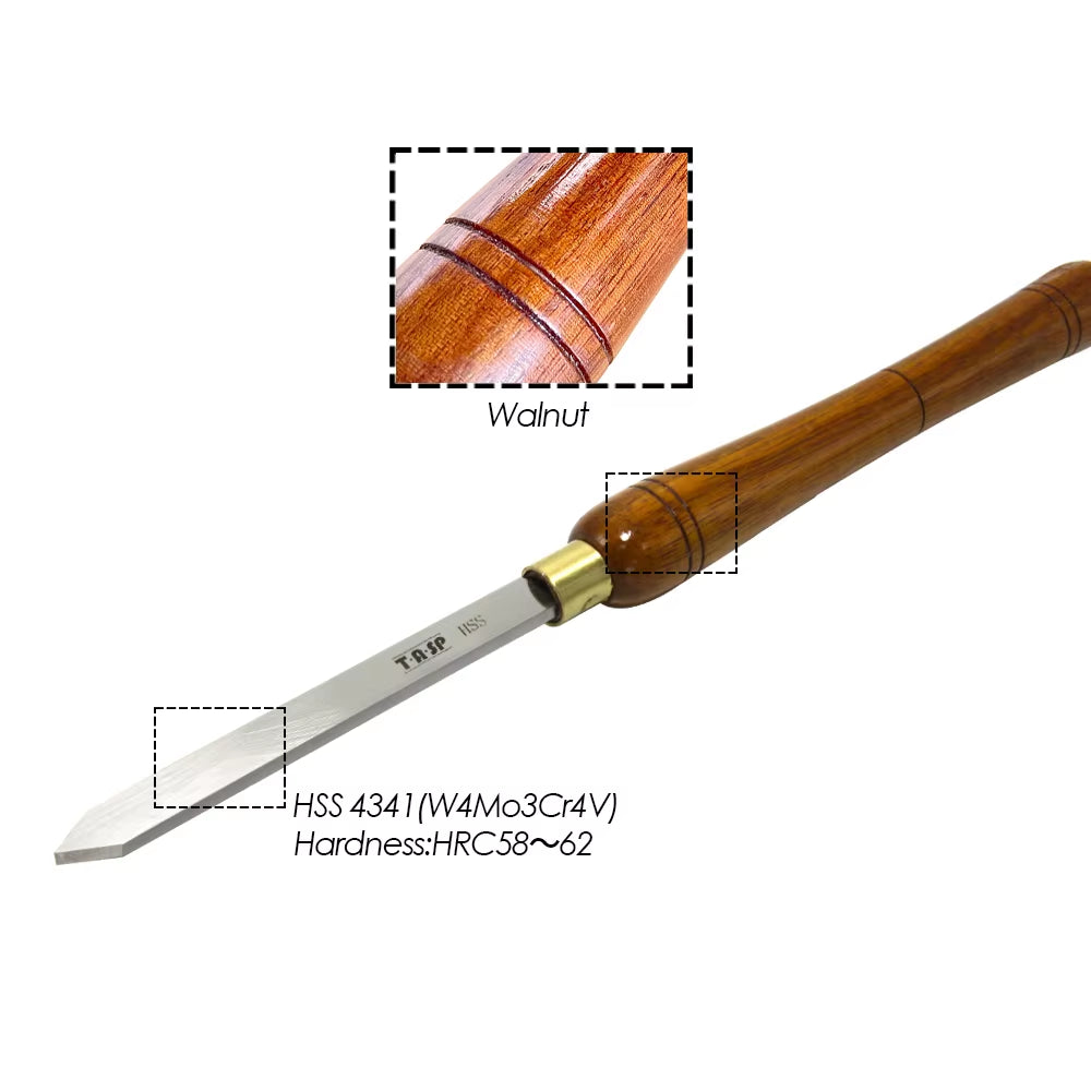 Diamond Parting Tool 15Mm Woodturning Tools Wood Lathe Cut-Off Turning Tipped Chisels HSS Blade with Walnut Handle