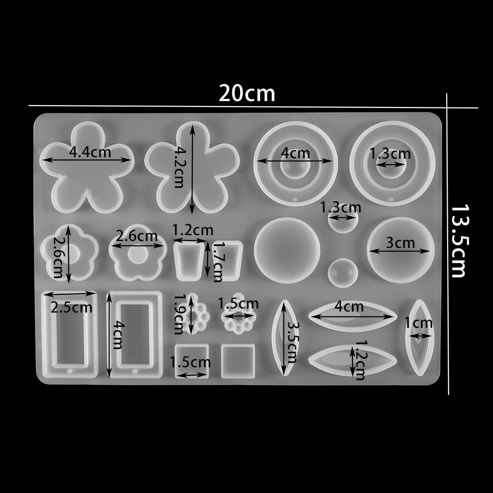 Crystal Epoxy Resin Mold Earring Pendant Resin Molds Silicone Mold for DIY UV Resin Epoxy Dried Flower Jewelry Making Mould Tool