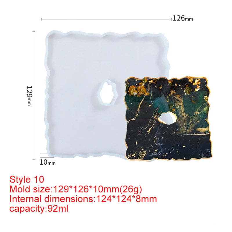 1PC DIY Coaster Tray Mirror Silicone Resin Mold for Table Decoration UV Resin Mold Epoxy Resin Art Supplies Resin Mold DIY
