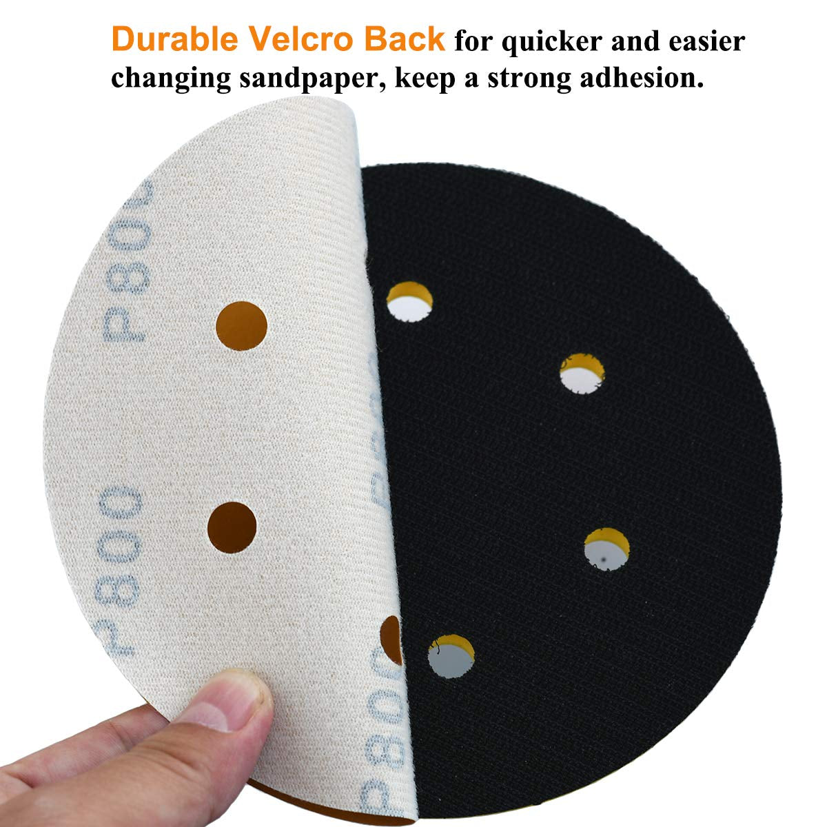 6-Inch 6-Hole Hook and Loop Sanding Discs 800-Grit, Random Orbital Sandpaper for Automotive and Woodworking, 100-Pack