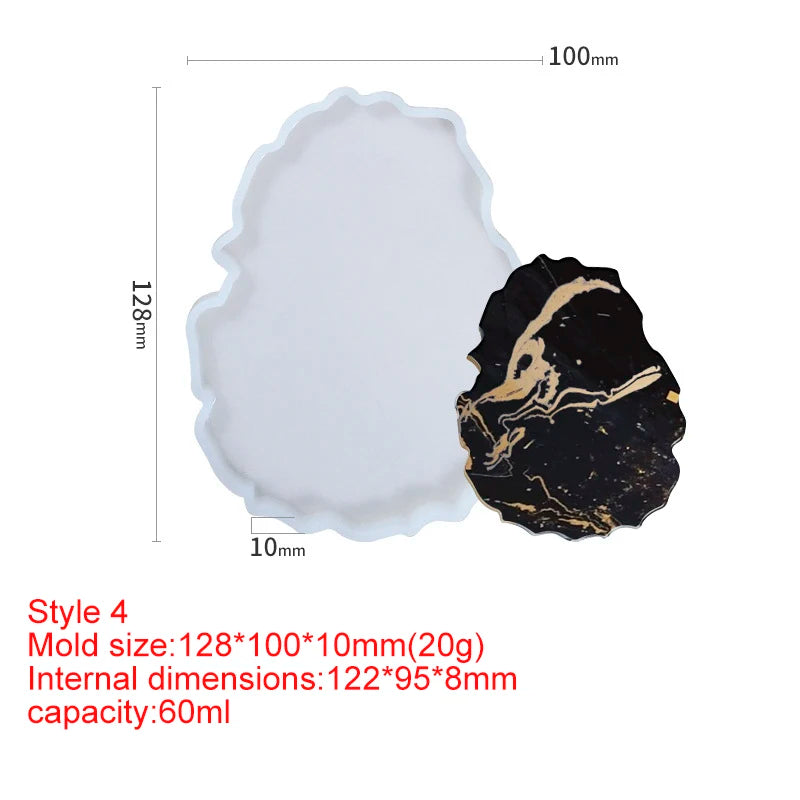1PC DIY Coaster Tray Mirror Silicone Resin Mold for Table Decoration UV Resin Mold Epoxy Resin Art Supplies Resin Mold DIY