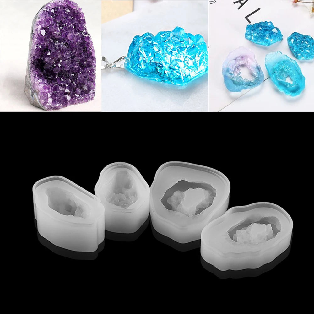 1Pcs Crystal Druzy Stone Epoxy Resin Molds UV Resin Silicone Mold for DIY Jewelry Making Resin Crystal Epoxy Casting Mould