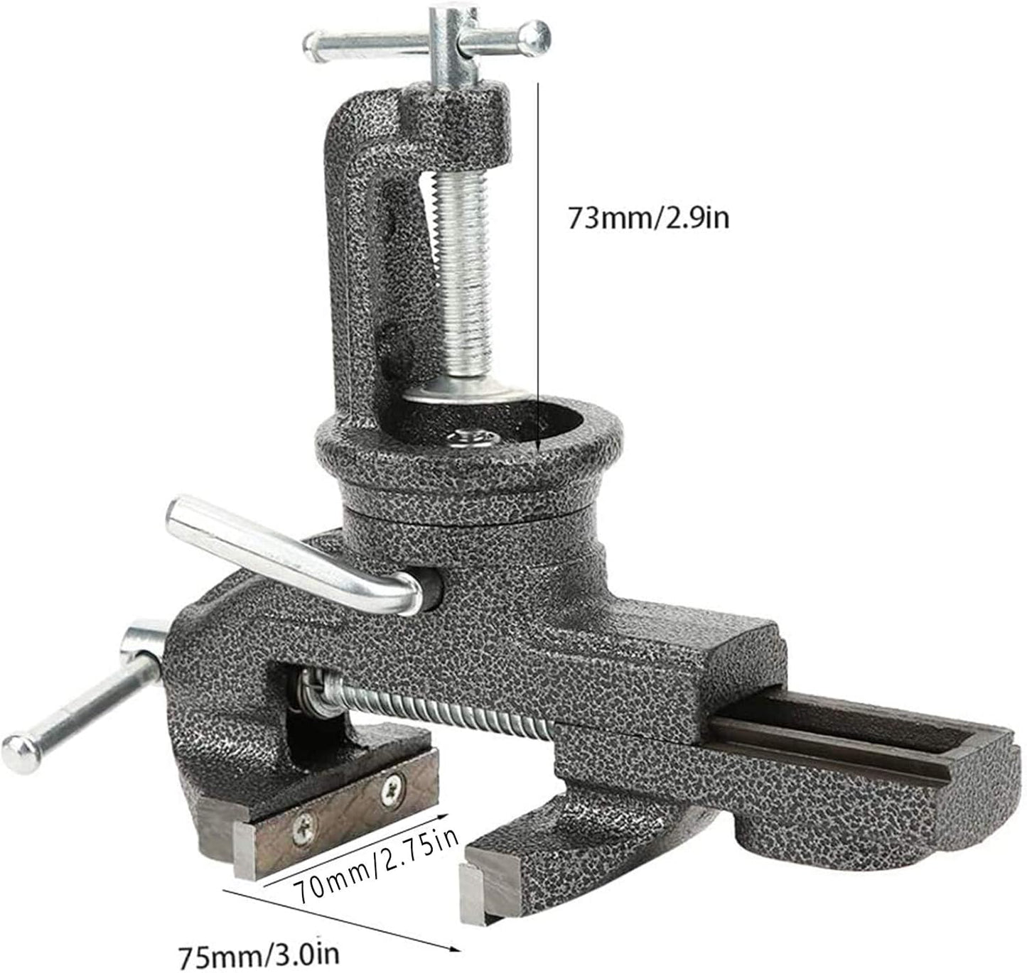 Universal 3 Inch Table Vise, 360° Rotating Swivel Base Bench Vise Heavy Duty Woodworking Clamps Home Vise Clamp-On Vise Movable Work Bench Vise for Woodworking, Black