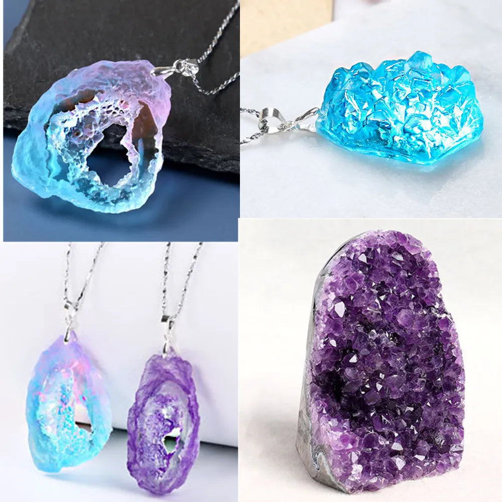 1Pcs Crystal Druzy Stone Epoxy Resin Molds UV Resin Silicone Mold for DIY Jewelry Making Resin Crystal Epoxy Casting Mould