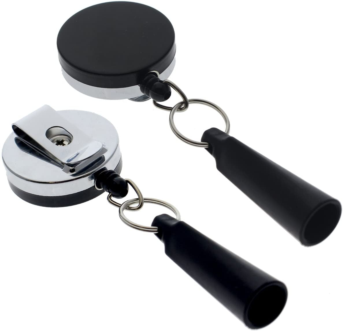 2 Pack - Heavy Duty Retractable Pull Pen Holder - Ideal for Markers & Carpenter Pencils - Thick Nylon Cable, Self Retracting Reel & Tight Metal Belt Clip by Reel-N-Rite