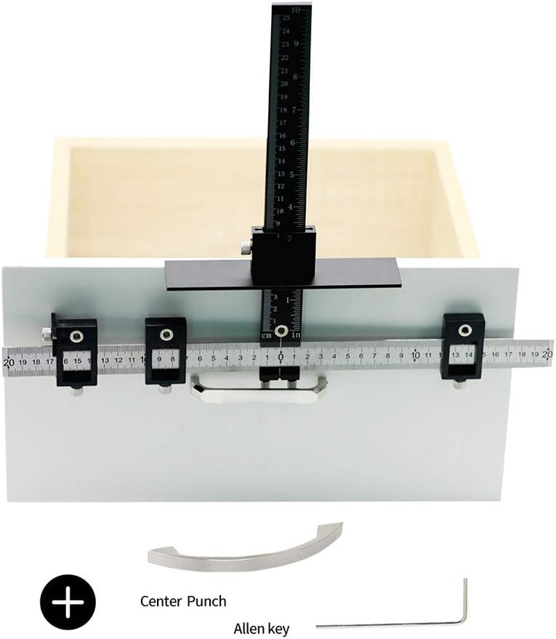 Cabinet Hardware Jig Tool Adjustable Drill Template Guide Aluminum Alloy Cabinet Handle Jig Cabinet Jig for Doors Handles Pulls Black