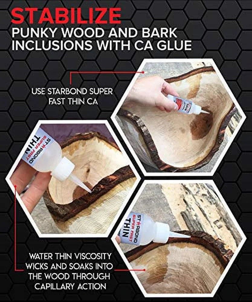 Super Fast Thin CA Glue 2 Oz, Premium Cyanoacrylate for Woodworking, Woodturning, Clear