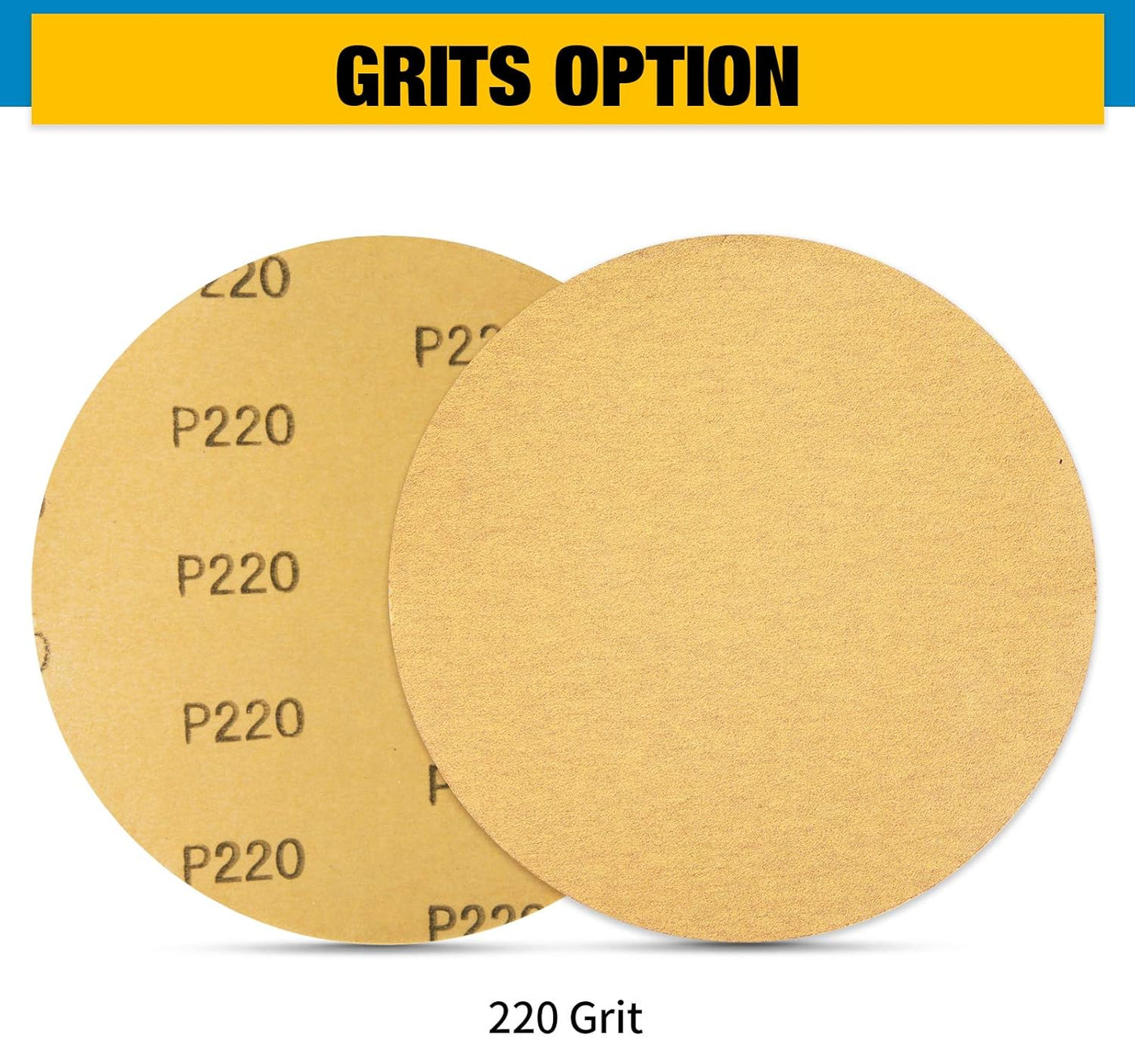 100 PCS PSA Sanding Discs 6 Inch Adhesive Backed Sandpaper 220 Grit Sander Attachment for Drill Self Stick Aluminum Oxide round Automotive Sandpaper with Sticky Back
