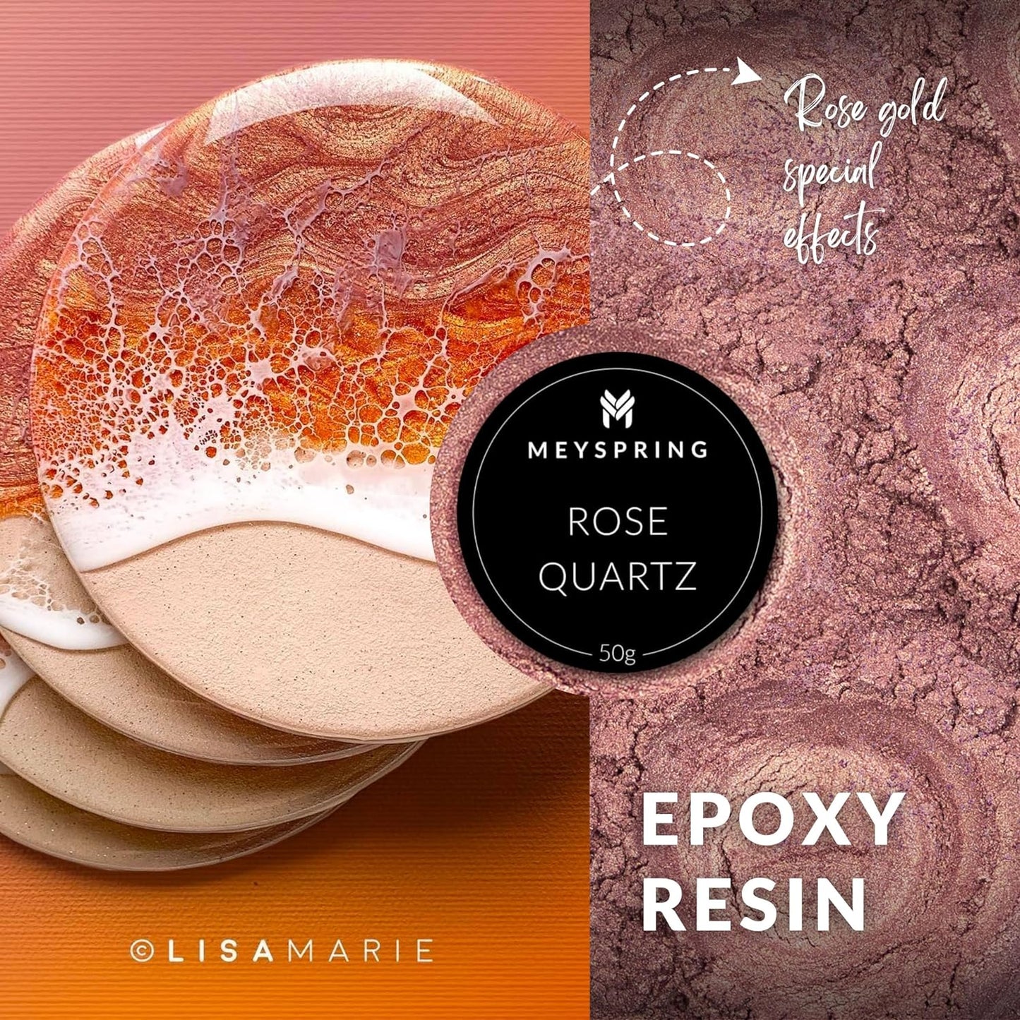 Rose Quartz Epoxy Resin Color Pigment - 50G - Mica Powder for Epoxy Resin