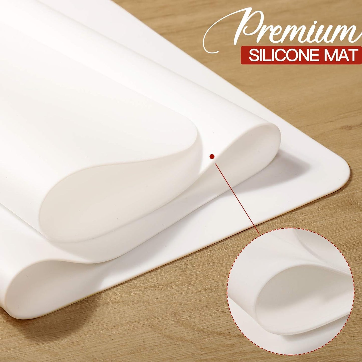 Silicone Mat, 23.4” X 15.6” White Silicone Mats for Crafts, Resin Molds, Play Dough Mat, for Resin, Clay, Paint, Arts and Crafts, 1 MM Thick