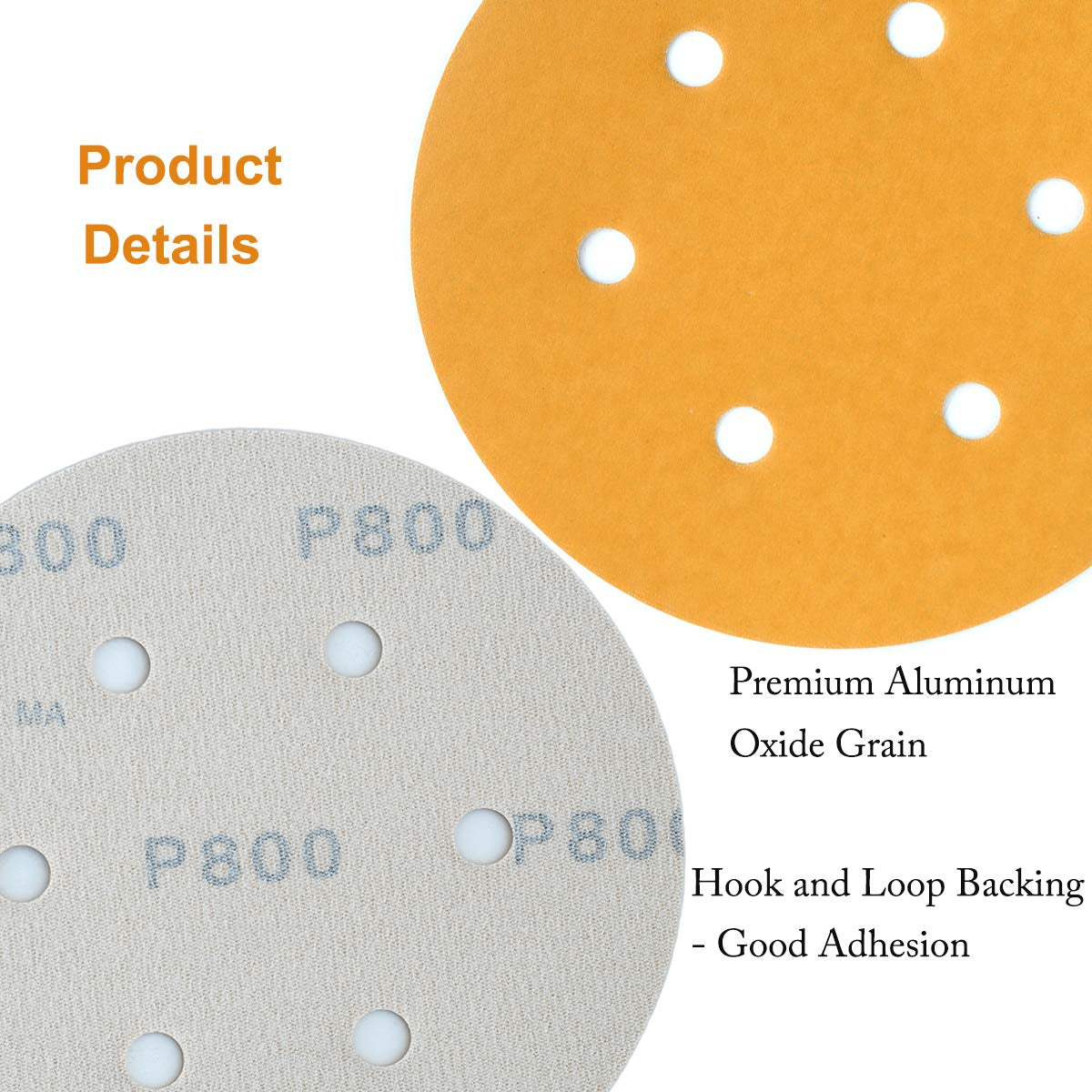 6-Inch 6-Hole Hook and Loop Sanding Discs 800-Grit, Random Orbital Sandpaper for Automotive and Woodworking, 100-Pack