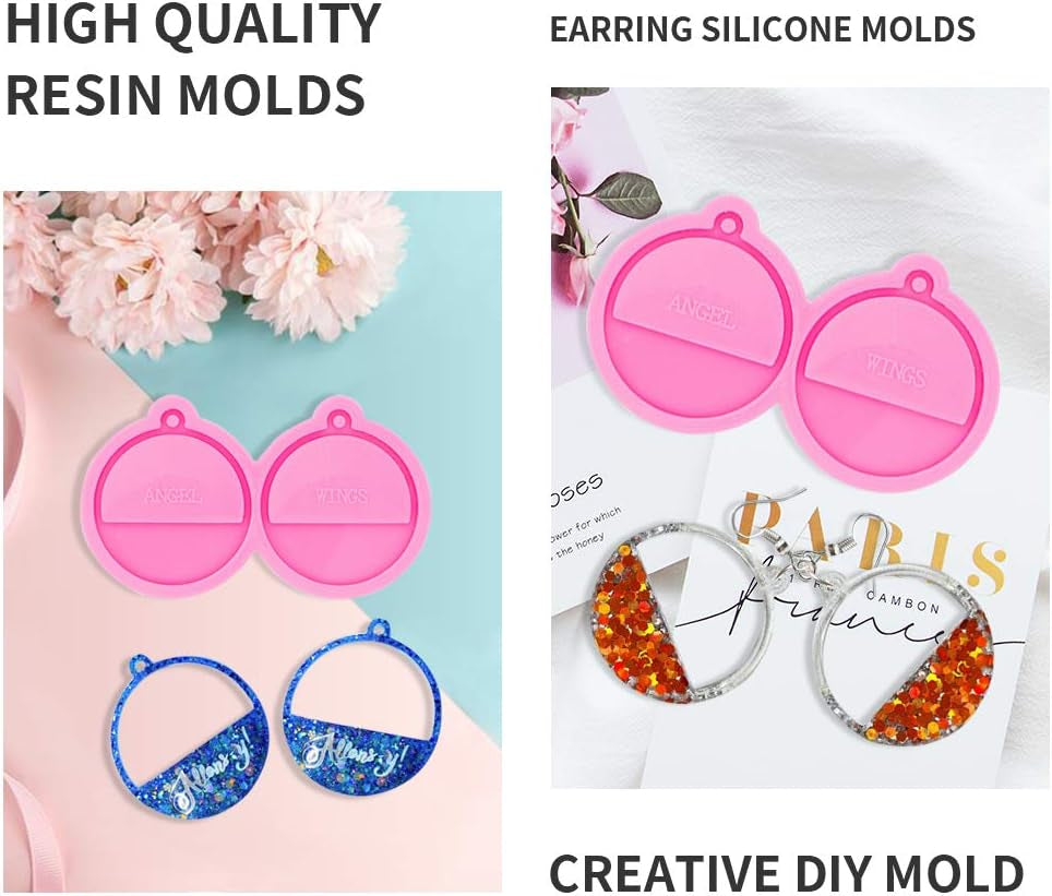3Pcs Resin Earring Molds Retro Circle Style for Stud Earring Pendant Jewelry Making Smooth Silicone Molds Resin Crafts Silicone Molds Casting DIY