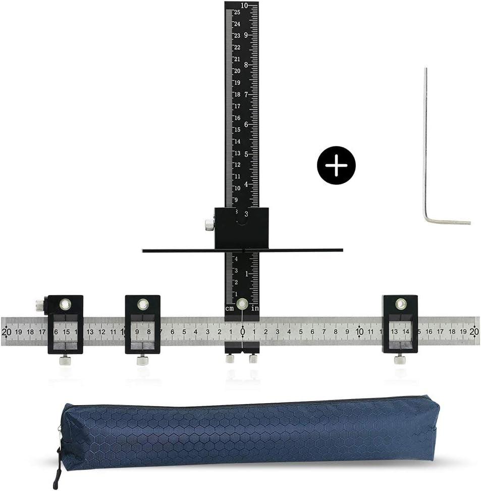 Cabinet Hardware Jig Tool Adjustable Drill Template Guide Aluminum Alloy Cabinet Handle Jig Cabinet Jig for Doors Handles Pulls Black