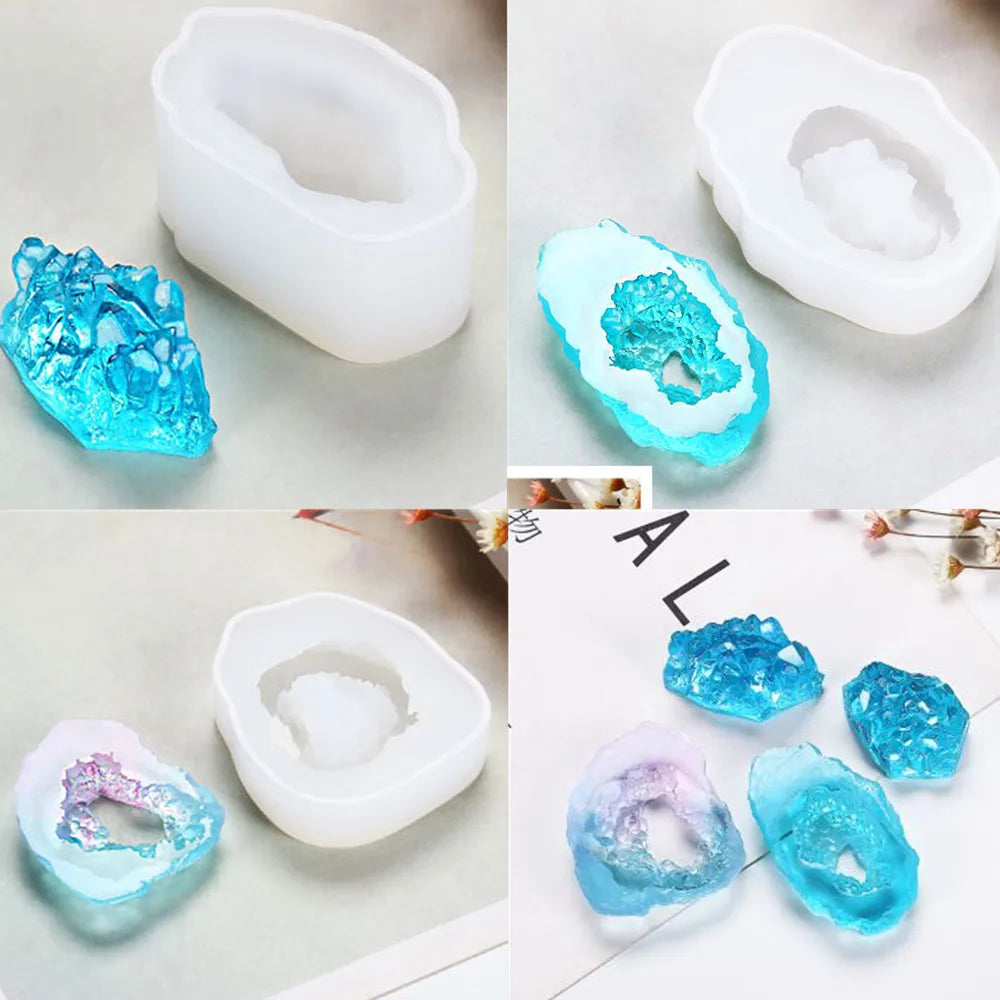 1Pcs Crystal Druzy Stone Epoxy Resin Molds UV Resin Silicone Mold for DIY Jewelry Making Resin Crystal Epoxy Casting Mould