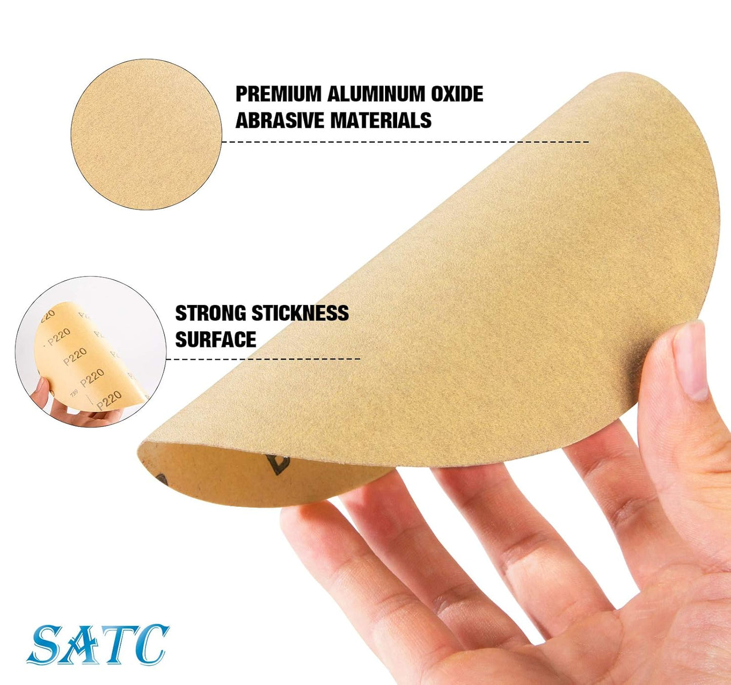 100 PCS PSA Sanding Discs 6 Inch Adhesive Backed Sandpaper 220 Grit Sander Attachment for Drill Self Stick Aluminum Oxide round Automotive Sandpaper with Sticky Back