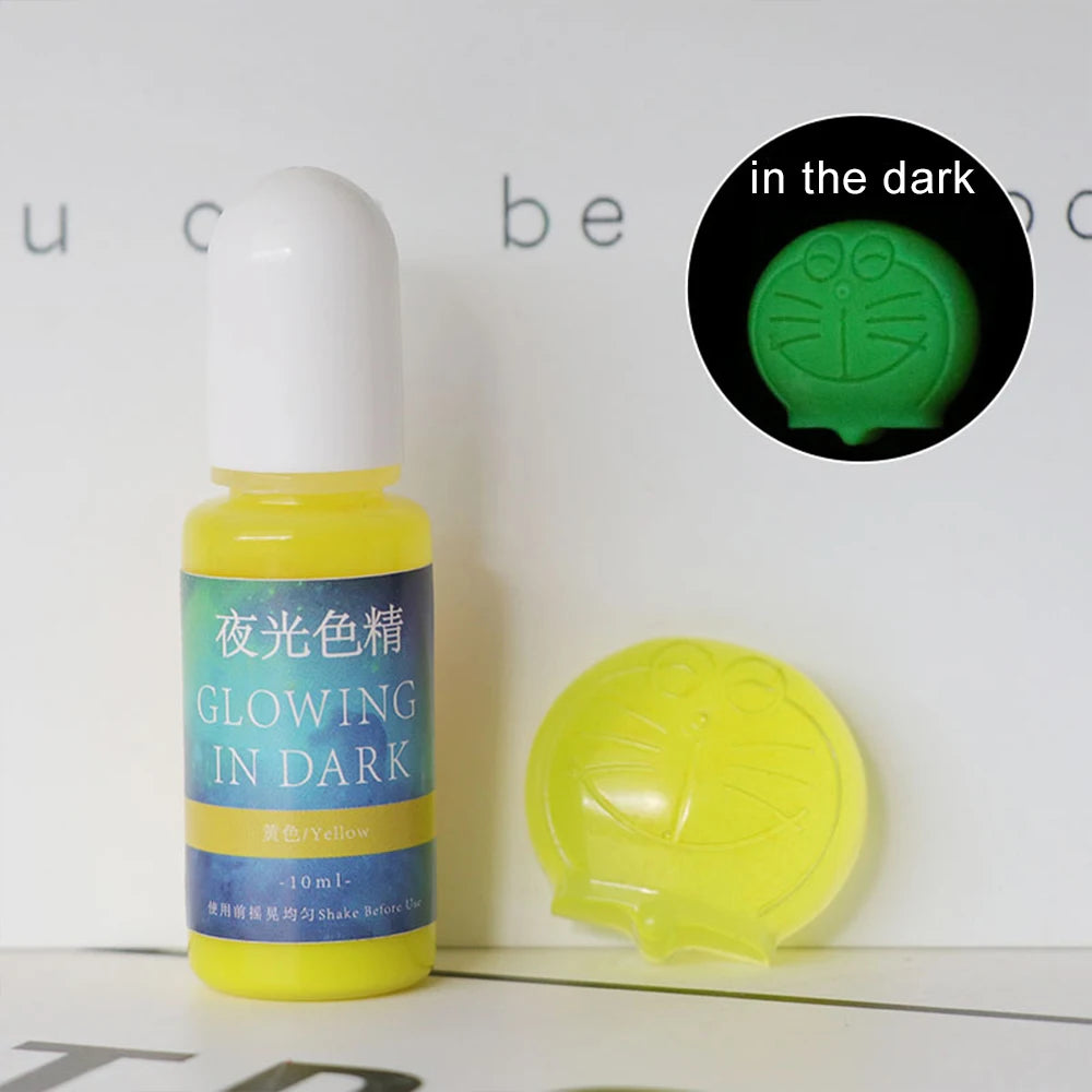 20 Colors 10Ml Fluorescent Pigment Luminous Paint Resin Dye UV Resin Coloring Epoxy Resin Pigment Glow in Night for DIY Crafts