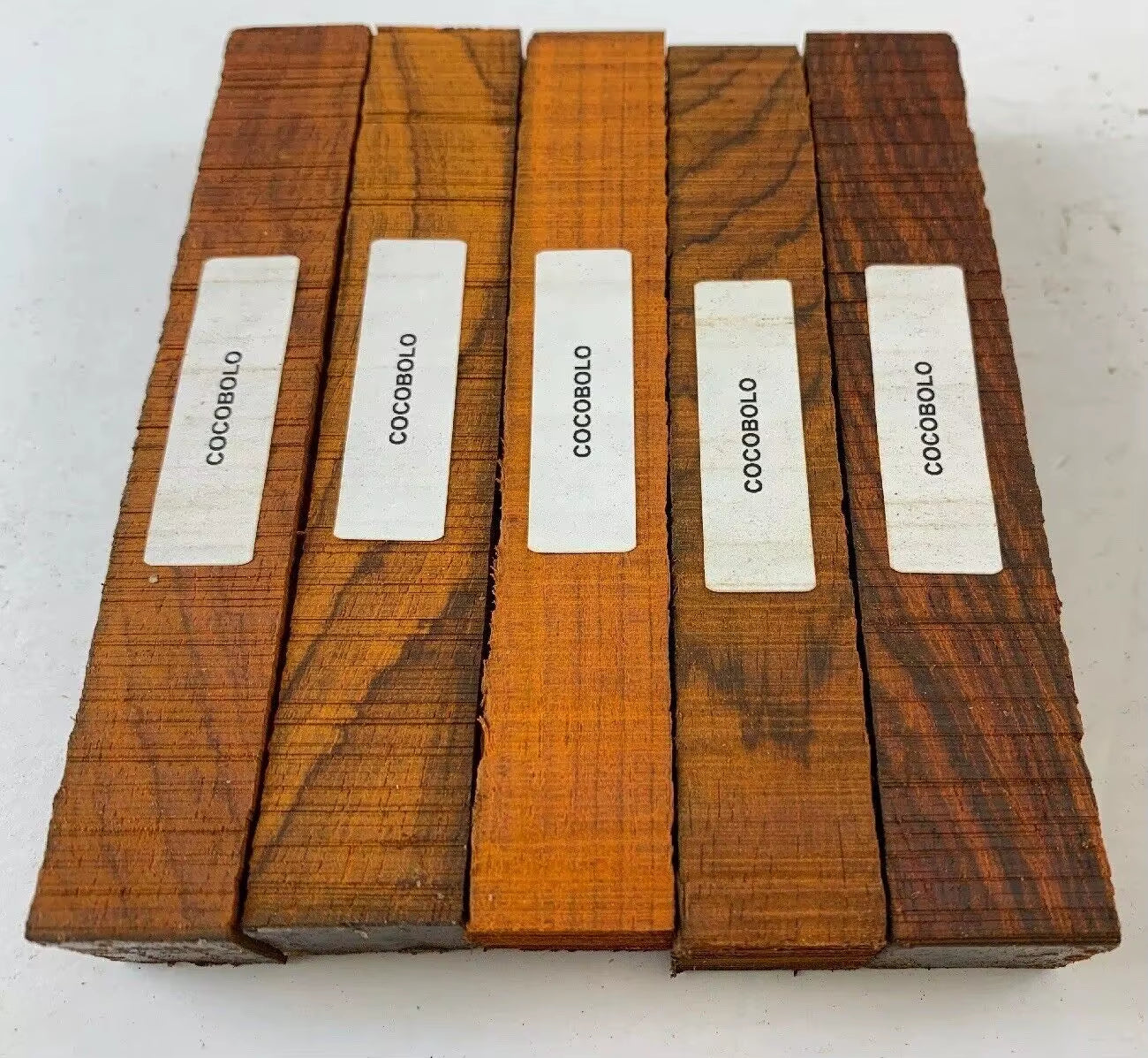 (5) LOT of 5, COCOBOLO PEN BLANKS WOOD TURNING SQUARE 3/4" X 3/4" X 5"