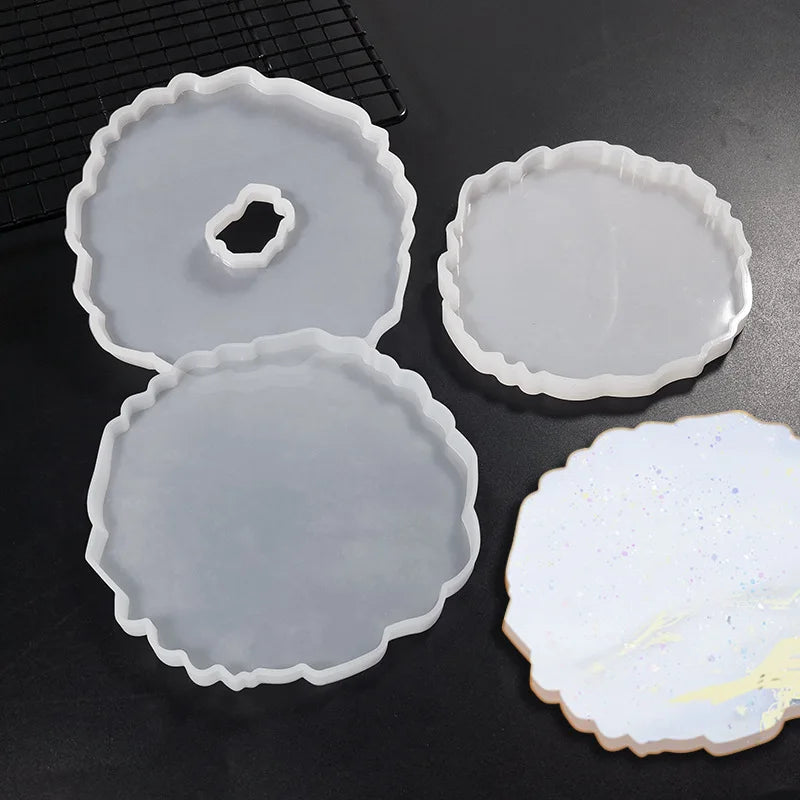 1PC DIY Coaster Tray Mirror Silicone Resin Mold for Table Decoration UV Resin Mold Epoxy Resin Art Supplies Resin Mold DIY