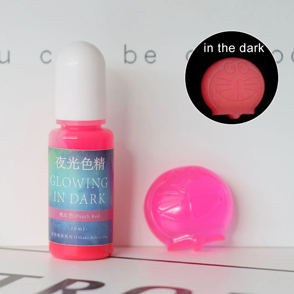 20 Colors 10Ml Fluorescent Pigment Luminous Paint Resin Dye UV Resin Coloring Epoxy Resin Pigment Glow in Night for DIY Crafts