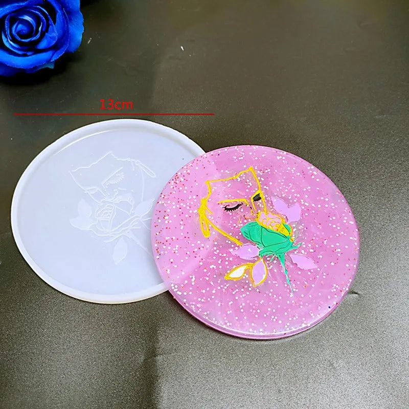Mandala Epoxy Resin Mold round Tray Cup Mat Casting Silicone Mould DIY Crafts Home Decoration Making Tool Moldes