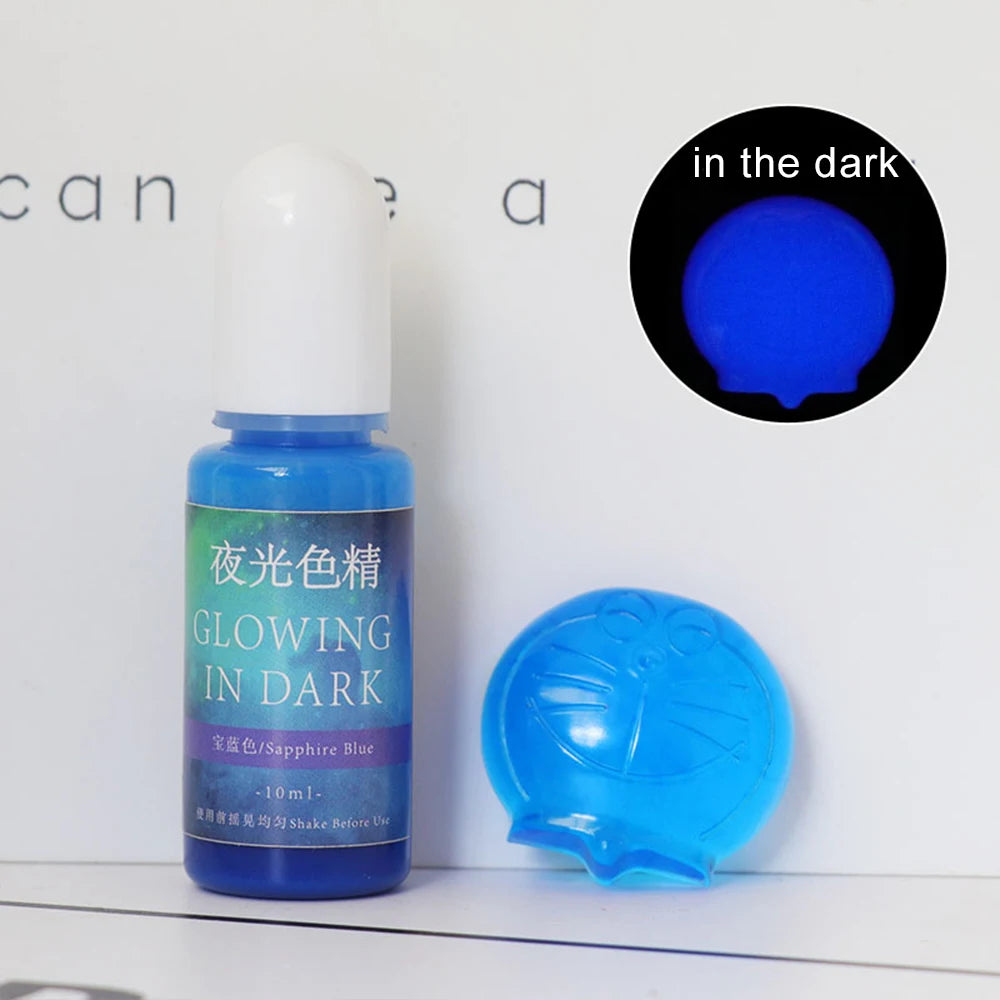 20 Colors 10Ml Fluorescent Pigment Luminous Paint Resin Dye UV Resin Coloring Epoxy Resin Pigment Glow in Night for DIY Crafts