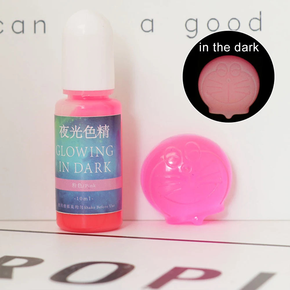 20 Colors 10Ml Fluorescent Pigment Luminous Paint Resin Dye UV Resin Coloring Epoxy Resin Pigment Glow in Night for DIY Crafts