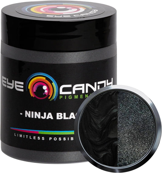Premium Mica Powder Pigment “Ninja Black” (25G) Multipurpose DIY Arts and Crafts Additive | Woodworking, Epoxy, Resin, Bath Bombs, Paint, Soap, Nail Polish, Lip Balm (Ninja Black, 25G)