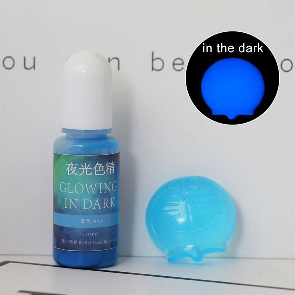 20 Colors 10Ml Fluorescent Pigment Luminous Paint Resin Dye UV Resin Coloring Epoxy Resin Pigment Glow in Night for DIY Crafts