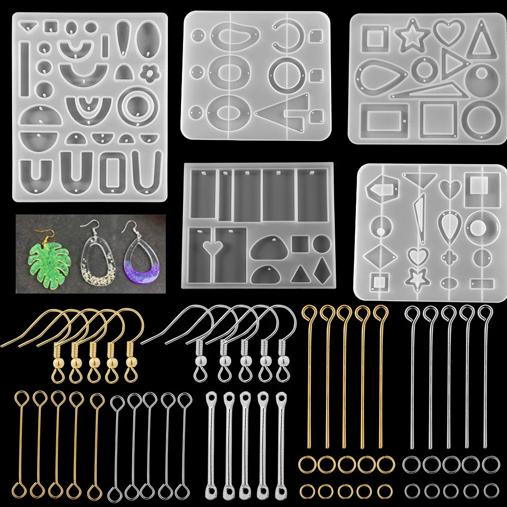 Crystal Epoxy Resin Mold Earring Pendant Resin Molds Silicone Mold for DIY UV Resin Epoxy Dried Flower Jewelry Making Mould Tool