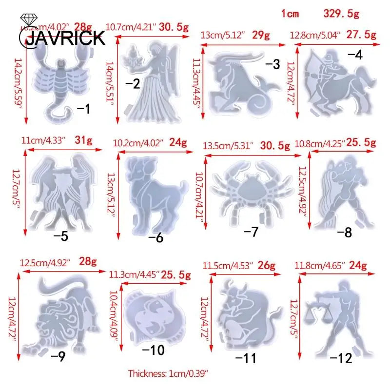 12 Constellations Silicone Mold, 12 Zodiac Sign Resin Mold Astrology Epoxy Casting Mold for DIY Craft Home Decor