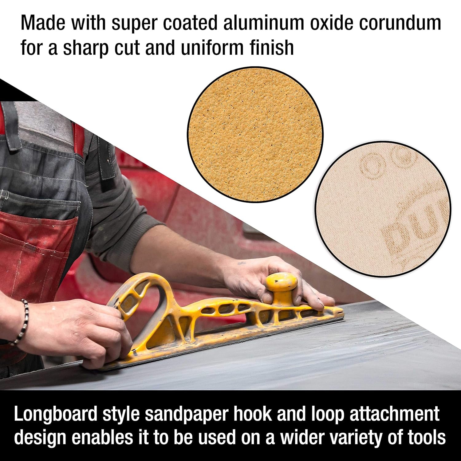 Premium - 40 Grit Gold - Hook & Loop Backing Longboard Continuous Sandpaper Roll, 2-3/4" Wide, 12 Yards Long - for Automotive & Woodworking Air File Long Board Sanders, Hand Sanding Blocks