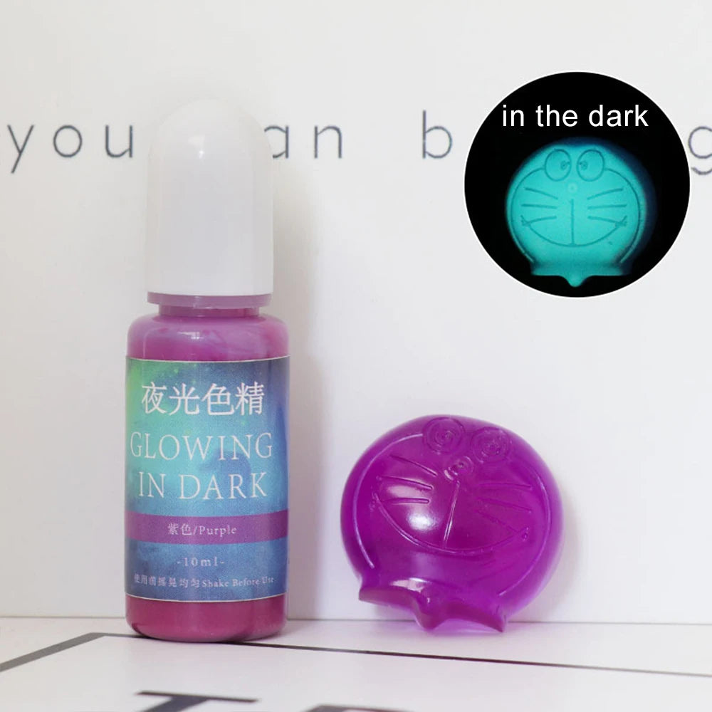20 Colors 10Ml Fluorescent Pigment Luminous Paint Resin Dye UV Resin Coloring Epoxy Resin Pigment Glow in Night for DIY Crafts