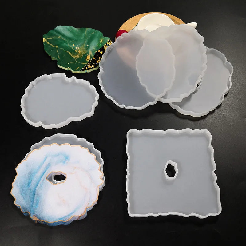 1PC DIY Coaster Tray Mirror Silicone Resin Mold for Table Decoration UV Resin Mold Epoxy Resin Art Supplies Resin Mold DIY