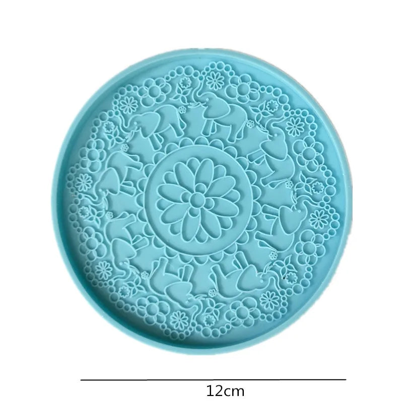 Mandala Epoxy Resin Mold round Tray Cup Mat Casting Silicone Mould DIY Crafts Home Decoration Making Tool Moldes