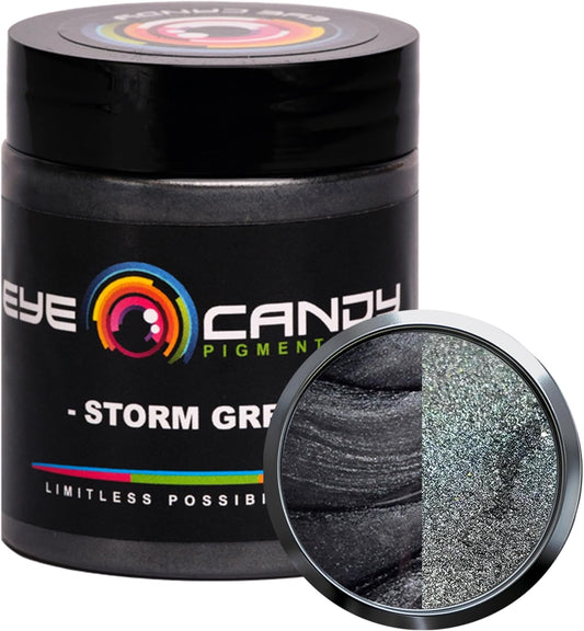Premium Mica Powder Pigment “Storm Grey” (25G) Multipurpose DIY Arts and Crafts Additive | Woodworking, Epoxy, Resin, Natural Bath Bombs, Paint, Soap, Nail Polish, Lip Balm (Storm Grey, 25G)