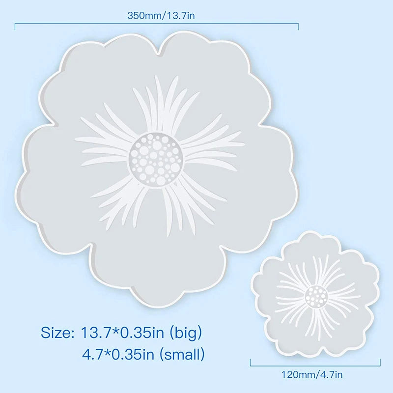 Table Wine Tray Silicon Resin Molds, 1PCS Large Resin Tray Mold and 5PCS Coaster Molds for Resin Casting