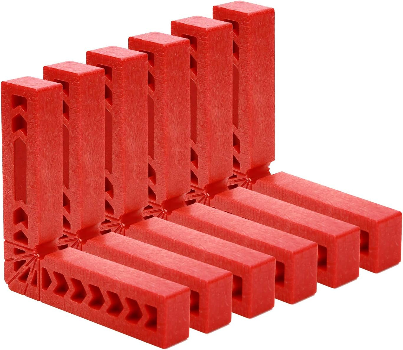 6 PCS 4 Inch 90 Degree Positioning Squares, Right Angle Clamps Woodworking Carpenter Corner Clamping Square Tool for Picture Frames, Boxes, Cabinets or Drawers, Red