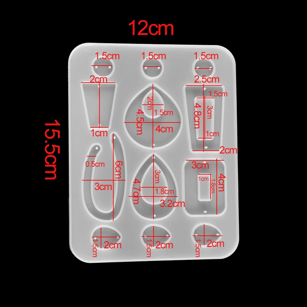 Crystal Epoxy Resin Mold Earring Pendant Resin Molds Silicone Mold for DIY UV Resin Epoxy Dried Flower Jewelry Making Mould Tool