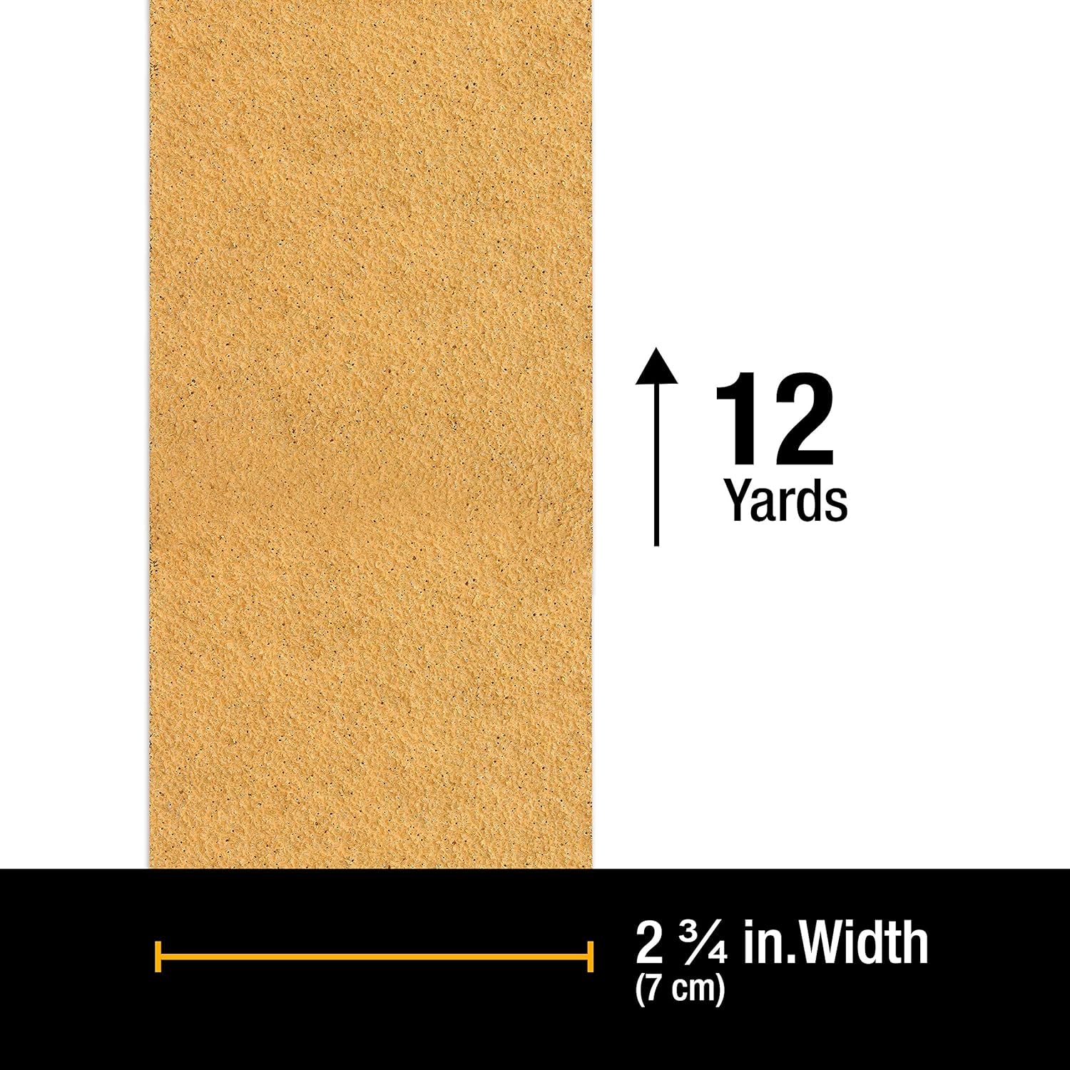 Premium - 40 Grit Gold - Hook & Loop Backing Longboard Continuous Sandpaper Roll, 2-3/4" Wide, 12 Yards Long - for Automotive & Woodworking Air File Long Board Sanders, Hand Sanding Blocks
